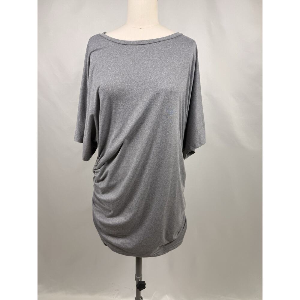 Ekouaer Women’s XL Gray‎ Ruched Side Tunic Top Feminine Minimalist Stretchy PJ